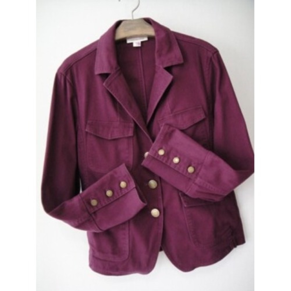 (CL) Coldwater Creek Womens Plum Purple Military Utility Blazer Jacket XL